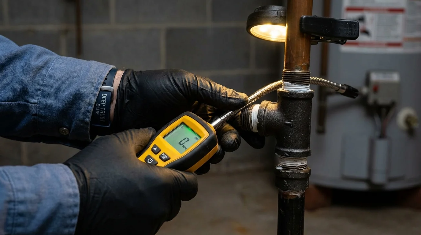 Gas leak detection with electronic sniffer by Johns Plumbing LLC in Kearney